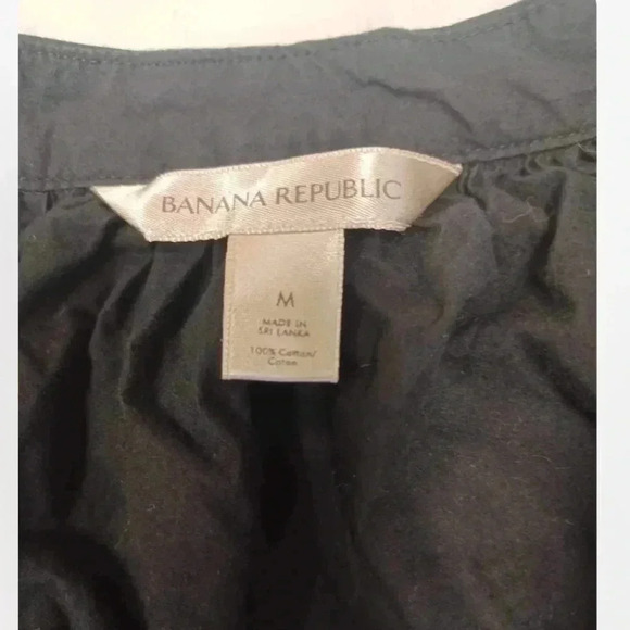 Banana Republic Black  Peasant Puffed Sleeves Top Size Medium - Picture 6 of 7